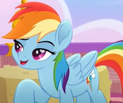 Size: 985x830 | Tagged: safe, imported from derpibooru, screencap, rainbow dash, pony, rainbow roadtrip, lidded eyes, solo