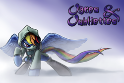 Size: 1920x1280 | Tagged: safe, artist:ciborgen, imported from derpibooru, rainbow dash, pegasus, pony, assassin's creed, clothes, crossover, dungeons and dragons, female, ogres and oubliettes, solo, spread wings, wings