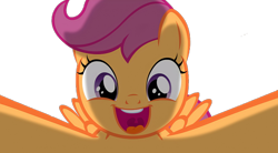 Size: 800x441 | Tagged: safe, artist:jan, edit, edited screencap, imported from derpibooru, screencap, scootaloo, pegasus, pony, ask the crusaders, background removed, cute, cutealoo, female, filly, foal, looking at you, mawshot, not a vector, open mouth, open smile, purple eyes, simple background, smiling, solo, transparent background, uvula