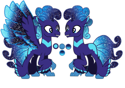 Size: 1700x1200 | Tagged: safe, artist:galeemlightseraphim, imported from derpibooru, oc, oc only, classical hippogriff, hippogriff, duo, ethereal mane, male, simple background, starry mane, transparent background, wings