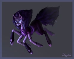 Size: 2100x1680 | Tagged: safe, artist:inarimayer, imported from derpibooru, pony, clothes, dark background, female, ponified, solo, steven universe, sugilite (steven universe), visor