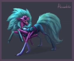 Size: 2300x1900 | Tagged: safe, artist:inarimayer, imported from derpibooru, earth pony, pony, alexandrite (steven universe), clothes, crossover, crystal gems, dark background, female, looking back, multiple legs, ponified, solo, steven universe