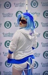 Size: 2140x3322 | Tagged: safe, artist:rosie girl cosplay, imported from derpibooru, dj pon-3, vinyl scratch, human, clothes, cosplay, costume, everfree northwest, everfree northwest 2017, irl, irl human, looking back, photo, solo