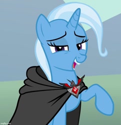 Size: 698x720 | Tagged: safe, imported from derpibooru, screencap, trixie, pony, unicorn, magic duel, season 3, alicorn amulet, cape, clothes, cropped, evil trixie, hood, solo