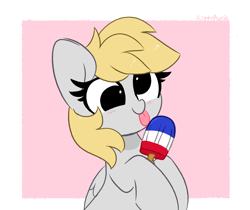 Size: 4760x4000 | Tagged: safe, artist:kittyrosie, imported from derpibooru, derpy hooves, pegasus, pony, blushing, bomb pop, cute, derpabetes, food, licking, popsicle, solo, tongue out