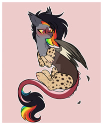 Size: 1024x1249 | Tagged: safe, artist:krypticquartz, imported from derpibooru, oc, draconequus, deviantart watermark, interspecies offspring, obtrusive watermark, offspring, parent:discord, parent:rainbow dash, parents:discodash, solo, watermark