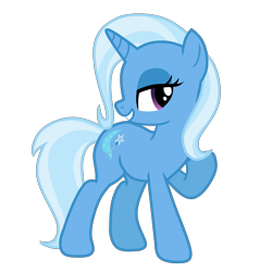 Size: 2682x2682 | Tagged: safe, artist:grapefruit-face, imported from derpibooru, trixie, pony, unicorn, base used, happy, lidded eyes, looking sideways, playing with hair, show accurate, simple background, solo, standing, transparent background, updated, vector