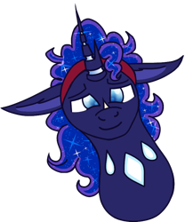 Size: 714x859 | Tagged: safe, artist:musical-medic, imported from derpibooru, oc, oc:momence, changepony, hybrid, bust, interspecies offspring, offspring, parent:oc:elytra, parent:princess luna, parents:canon x oc, simple background, solo, transparent background