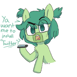 Size: 768x768 | Tagged: safe, artist:cherro, imported from derpibooru, oc, oc only, oc:mouthpiece, pony, cellphone, dialogue, looking at you, mouthpiece, phone, smartphone, solo