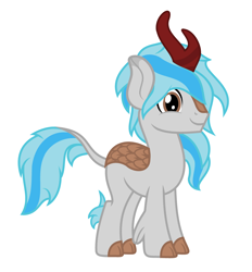 Size: 3651x3929 | Tagged: safe, artist:temerdzafarowo, imported from derpibooru, oc, oc only, oc:atom front, kirin, cute, kirin-ified, looking at you, male, simple background, smiling, solo, species swap, white background