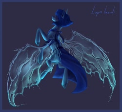 Size: 1750x1600 | Tagged: safe, artist:inarimayer, imported from derpibooru, pony, artificial wings, augmented, clothes, lapis lazuli (steven universe), magic, magic wings, ponified, rearing, solo, steven universe, wings