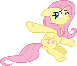 Size: 3470x3000 | Tagged: safe, artist:cloudy glow, imported from derpibooru, fluttershy, pegasus, pony, fame and misfortune, .ai available, ears back, female, floppy ears, folded wings, frown, high res, hooves, mare, pink mane, pink tail, simple background, solo, tail, transparent background, underhoof, vector