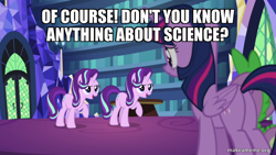 Size: 800x450 | Tagged: safe, edit, edited screencap, imported from derpibooru, screencap, spike, starlight glimmer, twilight sparkle, alicorn, every little thing she does, atop the fourth wall, butt, caption, image macro, library, linkara, plot, similo duplexis, text, twibutt, twilight sparkle (alicorn), twilight's castle, twilight's castle library