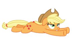 Size: 4000x2500 | Tagged: safe, artist:nitlynjane, imported from derpibooru, applejack, earth pony, pony, applejack is not amused, applejack's hat, cowboy hat, female, floppy ears, freckles, frown, full body, green eyes, gritted teeth, hat, high res, hooves, lidded eyes, looking up, lying down, mare, prone, simple background, solo, sploot, transparent background, unamused