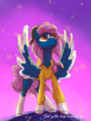 Size: 1080x1440 | Tagged: safe, artist:shaslan, imported from derpibooru, oc, oc only, pegasus, pony, hooves, looking up, pegasus oc, smiling, solo, spread wings, standing, wings