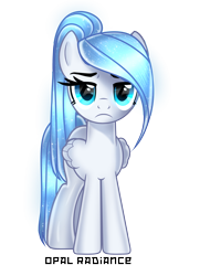 Size: 2600x3600 | Tagged: safe, artist:opal_radiance, imported from derpibooru, oc, oc only, oc:opal radiance, pegasus, pony, :c, cyan eyes, folded wings, frown, lidded eyes, looking at you, pegasus oc, simple background, solo, transparent background, wings