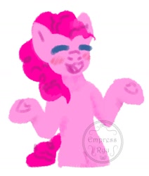 Size: 1234x1453 | Tagged: safe, artist:empress_ryu, imported from derpibooru, pinkie pie, earth pony, blush sticker, blushing, female, happy, mare, request, requested art, signature