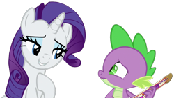 Size: 1197x680 | Tagged: safe, artist:twilyisbestpone, edit, edited screencap, imported from derpibooru, screencap, rarity, spike, dragon, pony, unicorn, best gift ever, background removed, duo, female, male, not a vector, shipping, simple background, sparity, straight, transparent background