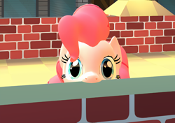 Size: 3000x2112 | Tagged: safe, artist:wheredamaresat, imported from derpibooru, pinkie pie, earth pony, pony, 3d, adorable face, brick wall, cute, diapinkes, face, female, g4, gmod, head, high res, looking at you, mare, no context, nom, nose, ponk, silly, silly face, silly pony, solo, soon, stare, upscaled