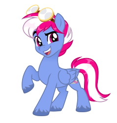 Size: 2472x2592 | Tagged: safe, artist:steam-loco, artist:vi45, imported from derpibooru, oc, oc only, oc:steam loco, pegasus, pony, derpibooru community collaboration, 2022 community collab, commission, cute, folded wings, g5, goggles, high res, looking at you, male, my little pony: a new generation, pegasus oc, simple background, solo, standing, transparent background, wings, ych result