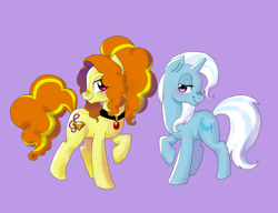 Size: 640x492 | Tagged: safe, artist:epiphanybtsot7, imported from derpibooru, adagio dazzle, trixie, earth pony, pony, unicorn, equestria girls, blushing, female, lesbian, lidded eyes, shipping, smiling, triagio