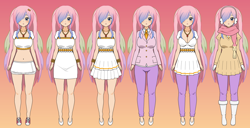 Size: 1366x700 | Tagged: safe, artist:roseprincessmitia, imported from derpibooru, princess celestia, human, blushing, boots, clothes, female, gradient background, humanized, kisekae, looking at you, open mouth, open smile, shoes, smiling, smiling at you, solo