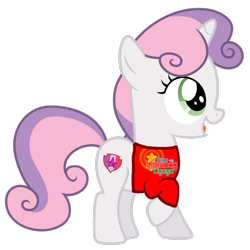 Size: 960x960 | Tagged: safe, imported from derpibooru, sweetie belle, pony, unicorn, clothes, shirt, simple background, solo, t-shirt, transparent background