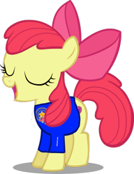 Size: 1280x1663 | Tagged: safe, imported from derpibooru, apple bloom, earth pony, bow, clothes, hair bow, shirt, simple background, singing, solo, t-shirt, transparent background