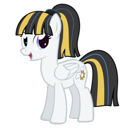 Size: 1500x1500 | Tagged: safe, artist:lewis20, artist:the smiling pony, imported from derpibooru, oc, oc only, oc:tool clouds, pegasus, pony, derpibooru community collaboration, .svg available, 2022 community collab, female, folded wings, full body, hair tie, hooves, looking at you, mare, multicolored mane, multicolored tail, open mouth, open smile, pegasus oc, ponytail, show accurate, simple background, smiling, smiling at you, solo, standing, svg, tail, three quarter view, transparent background, vector, wings