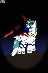 Size: 1236x1869 | Tagged: safe, artist:zadrex, imported from derpibooru, oc, alicorn, pony, magic, night, rock, solo