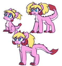 Size: 2689x2866 | Tagged: safe, artist:rivibaes, imported from derpibooru, oc, oc:radelia van heleidon, dracony, dragon, hybrid, age progression, claws, female, filly, foal, high res, horns, snaggletooth