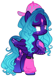 Size: 1700x2350 | Tagged: safe, artist:kyannepopys, imported from derpibooru, oc, oc only, pegasus, pony, backwards ballcap, base used, baseball cap, cap, clothes, dreamworks face, female, hat, hoof on chest, leg warmers, mare, pegasus oc, simple background, smiling, tattoo, transparent background, wings