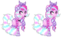 Size: 4000x2400 | Tagged: safe, artist:kyannepopys, imported from derpibooru, oc, oc only, earth pony, pony, base used, clothes, duo, earth pony oc, hoof on chest, nose piercing, nose ring, piercing, raised hoof, simple background, smiling, socks, striped socks, transparent background