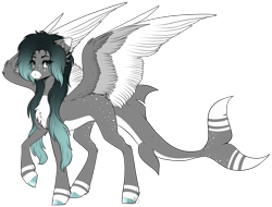 Size: 1979x1502 | Tagged: safe, artist:beamybutt, artist:monogy, imported from derpibooru, oc, oc only, original species, pony, shark, shark pony, base used, colored wings, hoof polish, simple background, smiling, solo, transparent background, two toned wings, wings
