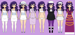 Size: 700x330 | Tagged: safe, artist:roseprincessmitia, imported from derpibooru, rarity, human, boots, breasts, clothes, dress, female, humanized, kisekae, shoes, skirt, solo, underwear