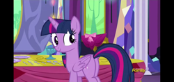 Size: 1520x720 | Tagged: safe, imported from derpibooru, screencap, twilight sparkle, alicorn, pony, no second prances, butt, discovery family, discovery family logo, female, logo, looking at someone, looking back, plot, solo, twibutt, twilight sparkle (alicorn), twilight's castle