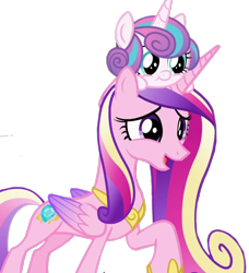 Size: 1140x1249 | Tagged: safe, artist:twilyisbestpone, edit, edited screencap, imported from derpibooru, screencap, princess cadance, princess flurry heart, alicorn, pony, road to friendship, season 8, baby, baby pony, background removed, cute, duo, duo female, female, flurry heart riding cadance, flurrybetes, folded wings, horn, mare, mother and child, mother and daughter, open mouth, open smile, ponies riding ponies, pony hat, raised hoof, riding, simple background, smiling, transparent background, wings