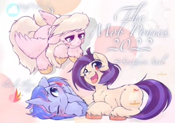 Size: 2048x1430 | Tagged: safe, artist:kurogewapony, imported from derpibooru, oc, oc only, oc:moff cloud, oc:slowly flame, oc:southern sail, earth pony, pegasus, pony, unicorn, cute, female, looking at you, mare, one ear down, smiling, trio, unshorn fetlocks