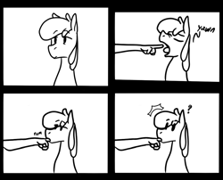 Size: 924x746 | Tagged: safe, artist:storyteller, oc, oc only, earth pony, human, pony, comic, confused, finger in mouth, hand, simple background, yawn