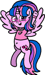 Size: 3248x5414 | Tagged: safe, artist:mrstheartist, imported from ponybooru, oc, oc only, oc:hsu amity, alicorn, pony, absurd resolution, awww, belly button, cute, cutie mark, female, feral, flying, fur, glasses, hair, hasbro, hooves in air, horn, mammal, ocbetes, pink body, pink fur, simple background, solo, solo female, tail, transparent background, wings