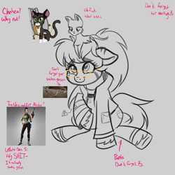 Size: 1200x1200 | Tagged: safe, artist:binkyt11, imported from derpibooru, oc, oc only, oc:binky, cat, broken glasses, fortnite, glasses, pet, sketch, solo, unshorn fetlocks, vulgar, wip