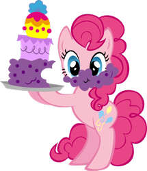 Size: 2270x2642 | Tagged: safe, artist:ernestboy, imported from derpibooru, pinkie pie, earth pony, pony, bipedal, cake, female, food, high res, looking at you, simple background, stock vector, transparent background, vector