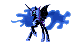 Size: 1333x800 | Tagged: safe, artist:darkestdragonking, imported from derpibooru, nightmare moon, alicorn, pony, female, grin, mare, raised hoof, simple background, smiling, solo, transparent background