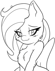Size: 1565x2042 | Tagged: safe, artist:php156, imported from derpibooru, fluttershy, pegasus, pony, female, lineart, looking at you, mare, monochrome