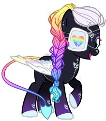 Size: 2100x2400 | Tagged: safe, artist:kyannepopys, imported from derpibooru, oc, oc only, pegasus, pony, base used, braid, colored hooves, eyelashes, eyepatch, female, high res, mare, pegasus oc, raised hoof, simple background, solo, tattoo, transparent background, wings