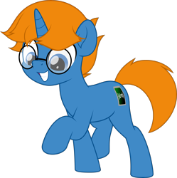 Size: 4989x5000 | Tagged: safe, artist:jhayarr23, imported from derpibooru, oc, oc only, oc:jack chestnut, pony, unicorn, derpibooru community collaboration, 2022 community collab, absurd resolution, glasses, grin, horn, male, raised hoof, simple background, smiling, solo, stallion, transparent background, unicorn oc, vector