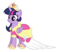 Size: 1294x1110 | Tagged: safe, artist:darkestdragonking, imported from derpibooru, twilight sparkle, alicorn, pony, magical mystery cure, season 3, big crown thingy, clothes, coronation dress, dress, element of magic, female, jewelry, regalia, simple background, solo, transparent background, twilight sparkle (alicorn)