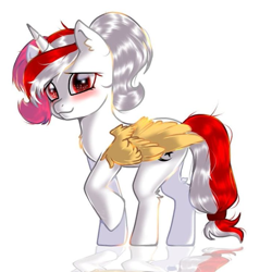 Size: 709x708 | Tagged: safe, artist:tialtri, imported from derpibooru, oc, oc only, oc:sinar bulan indonesia, alicorn, pony, alternate hairstyle, cute, horn, indonesia, islam, ocbetes, ponytail, raised hoof, shade, shading, simple background, white background, wings