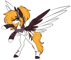 Size: 3453x2941 | Tagged: safe, artist:beamybutt, imported from derpibooru, oc, oc only, pegasus, pony, colored wings, ear fluff, high res, male, rearing, simple background, solo, stallion, transparent background, two toned wings, wings