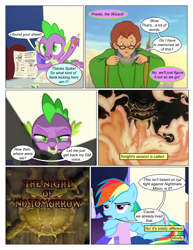 Size: 612x792 | Tagged: safe, artist:greatdinn, artist:newbiespud, edit, edited screencap, imported from derpibooru, screencap, rainbow dash, spike, dragon, human, pegasus, pony, comic:friendship is dragons, collaboration, comic, crossover, dialogue, dungeons and dragons, female, flashlight (object), male, mare, pen and paper rpg, rpg, screencap comic